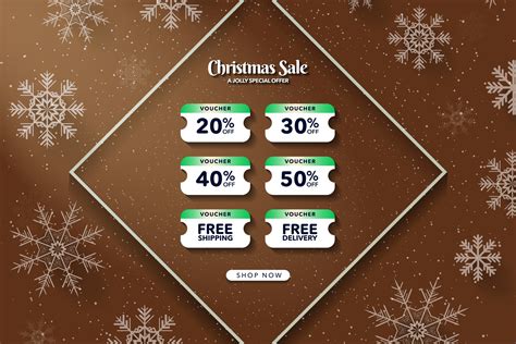 Group of Christmas Discount Voucher templates on Beautiful Mint Green ...