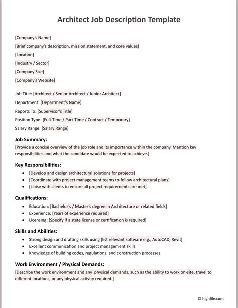 Job Requirements For An Architect