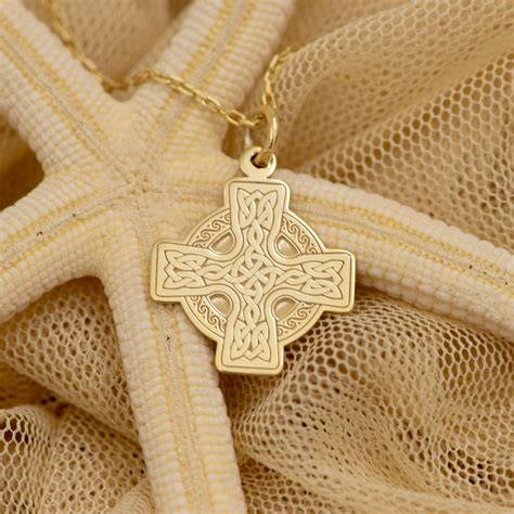 Real 14k Solid Gold Celtic Cross Necklace - Tiny Celtic Cross Jewelry ...