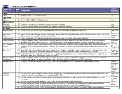 PRISMA 2020 Checklist for Systematic Reviews and Meta-Analyses - Studocu