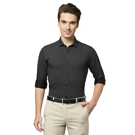 Men Black Slim Fit Print Cotton Blend Shirts – MyRaymond