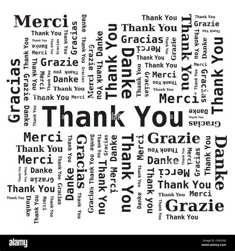 Thank You Word Cloud in Different Languages - 5 Languages, English ...
