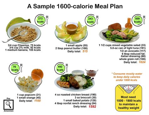 8 Habits to Health: Sample 1600-kcal Meal Plan (Habit - Pay Attention)