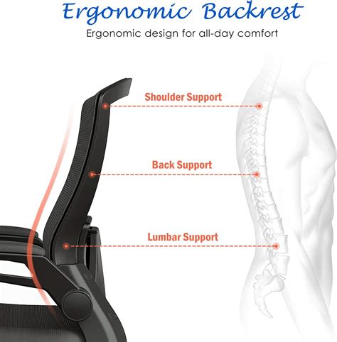 Buy Farini Office Desk Chair with Flip-Up Armrests,Mesh Chair with ...