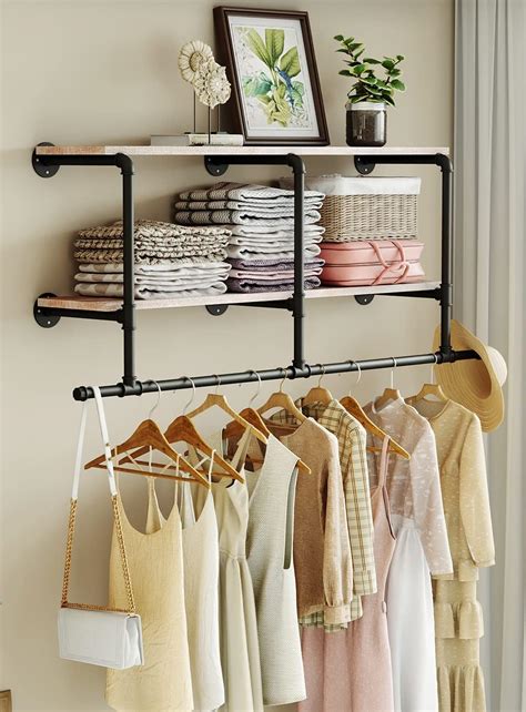 MAIKAILUN Industrial Pipe Clothes Rack with Wood India | Ubuy