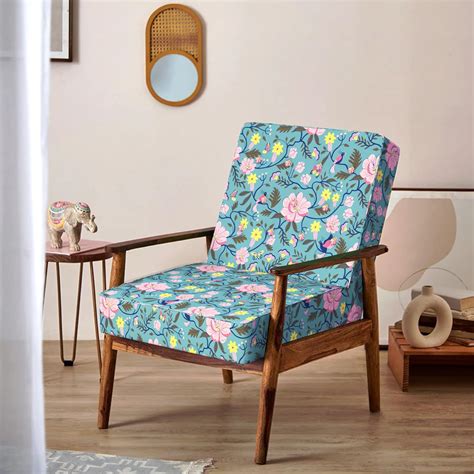 Chumbak Memsaab Arm Chair - Spring Bloom Teal (1 Seater Armchair ...