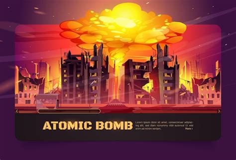 Esplosione della bomba atomica nella città distrutta | Vettore Gratis