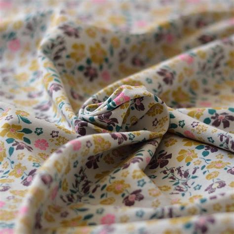 Jersey | coton bio | fleurs moutarde - A&A Patrons