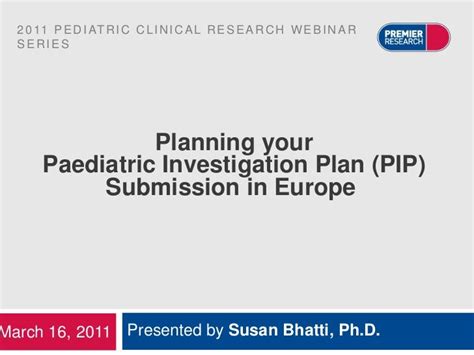 Paediatric Investigation Plan Template