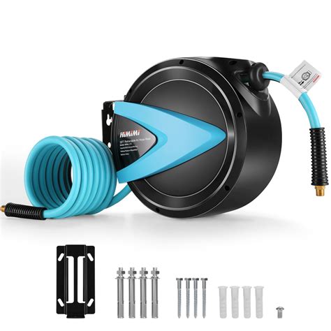 Himimi Retractable Air Hose Reel 3/8" 42FT, Hybrid Air Compressor Hose ...