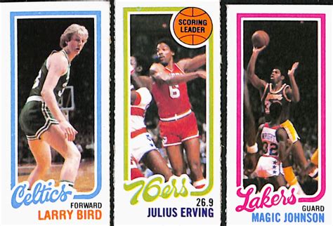 Lot - 1980-81 Topps Larry Bird Magic Johnson Rookie Card