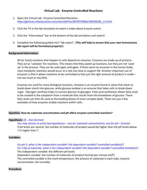 Image result for Enzyme-Controlled Reactions Virtual Lab