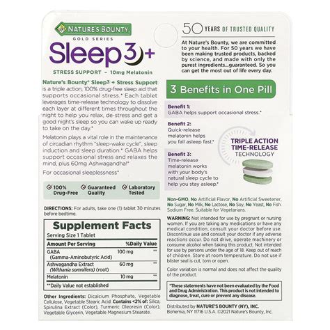 Nature's Bounty, Sleep 3 +, Stress Support, 56 Tri-Layered Tablets