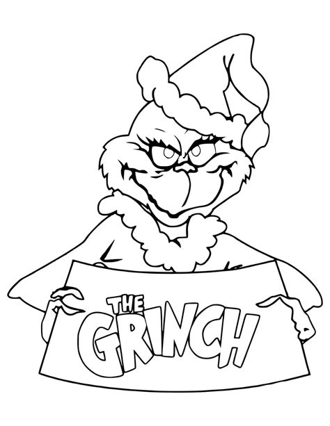 Grinch Face Coloring Pages Printable | Rossy Printable