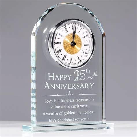 Movdyka Crystal Desk Clock Gifts Silver Wedding for Married Couples ...