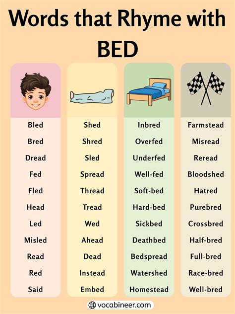 844 Creative Words That Rhyme with Bed in English