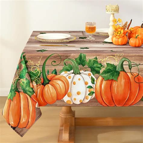 Amazon.com: Likiyol Fall Table Cloth 60x84 Inch Pumpkin Thanksgiving ...