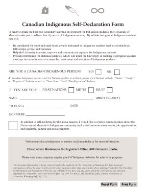 CA University Of Manitoba Canadian Indigenous Self-Declaration Form ...