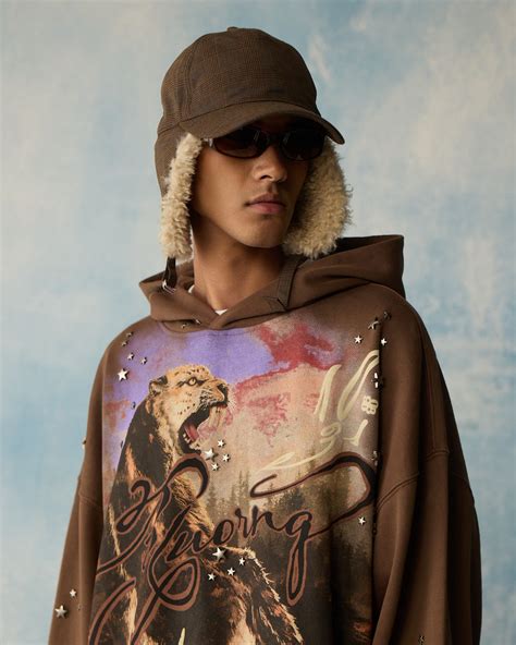 Buy Star Studded Saber Tooth Tiger Printed Premium Hoodie in Brown ...