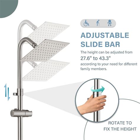 Buy Aolemi Wall Mount Brushed Nickel Outdoor Shower Kit 6 Inch Square ...