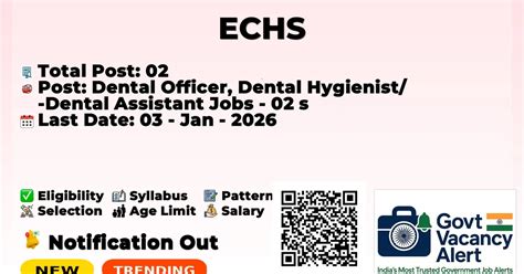 ECHS - Dental Officer, Dental Hygienist/ Dental Assistant Jobs - 02 ...