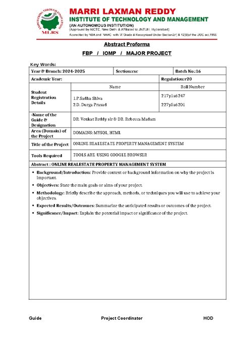 Project Abstract Proforma- AY 2024-251234567 - Abstract Proforma FBP ...