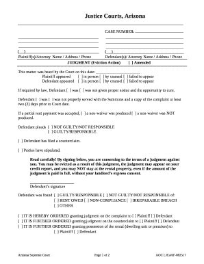 Justice Courts, Arizona Doc Template | pdfFiller