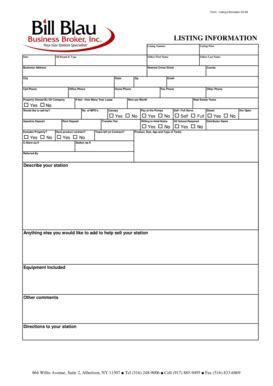 Listing Information Form - Blank Fillable Template | Fill Out, Print ...