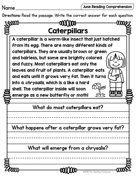 Reading Comprehension Worksheets First Grade - Printable And Enjoyable ...