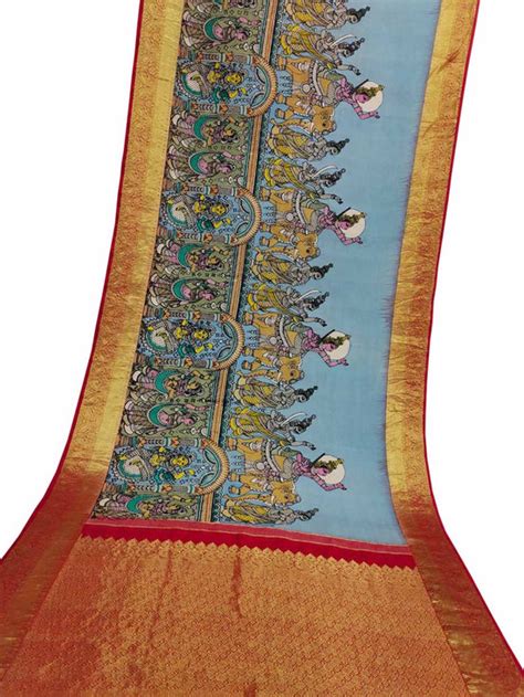 Multicolor Pen Kalamkari Silk Saree - 20% Off