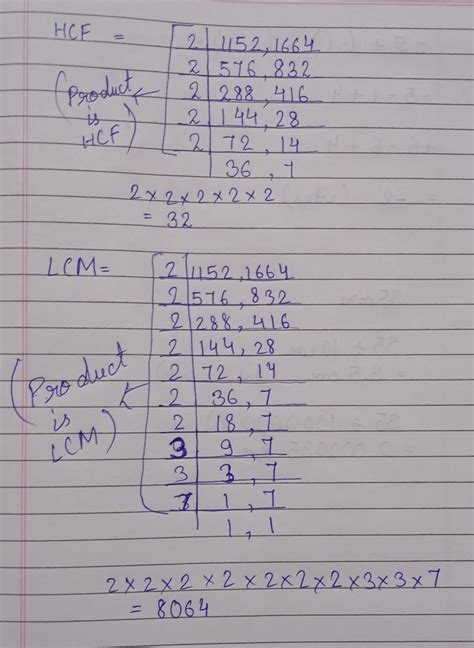 using prime factorisation find hcf and lcm of 1152 and 1664 - Brainly.in