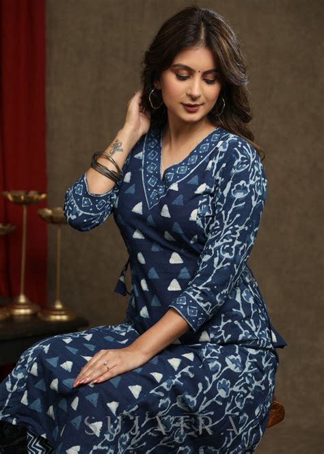 Elegant Indigo Combination A-Line Kurta - Pant optional – Sujatra