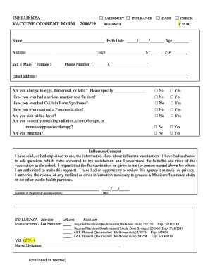Influenza Vaccine Consent Form - Blank Fillable Template | Fill Out ...
