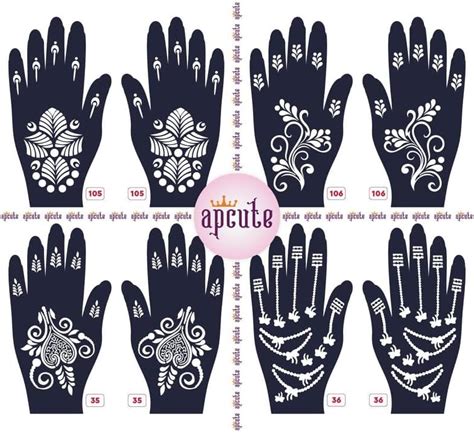 Apcute Mehndi Design Set of 8pc Combo | Temporary Tattoo Mehandi ...