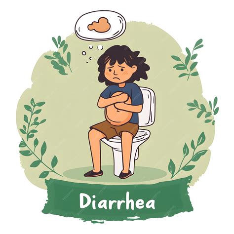 Cartoon character with diarrhea Problem stomachache Discomfort in for ...