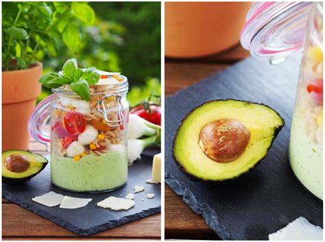 Nudelsalat Caprese To-Go mit Avocado-Dressing - Wiewowasistgut