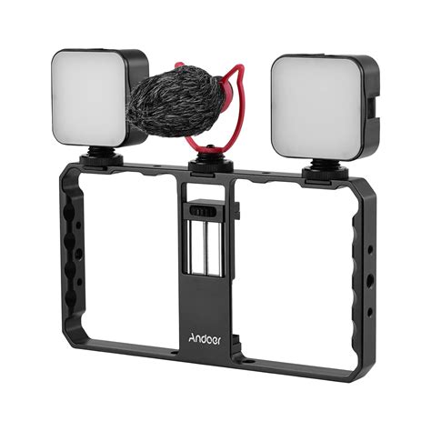 Ubervia® Phone vlog rig, Smartphone Video Rig Grip with Rig Dual LED ...