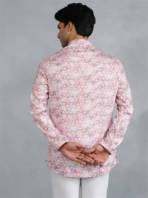 THE KURTA COMPANY Dusty Pink Silk Blend Self Design Kurta | Regular Fit ...