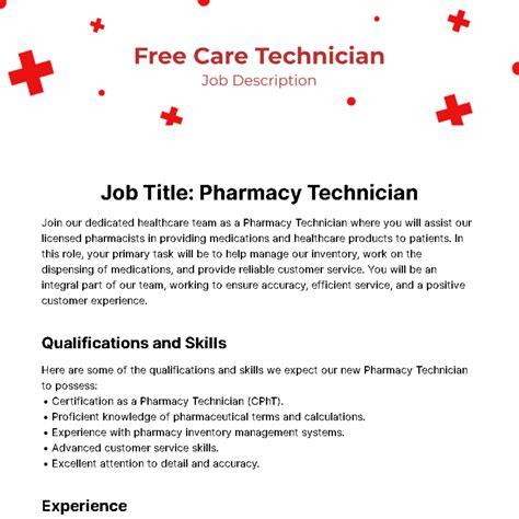 Free Care Technician Job Description Template to Edit Online