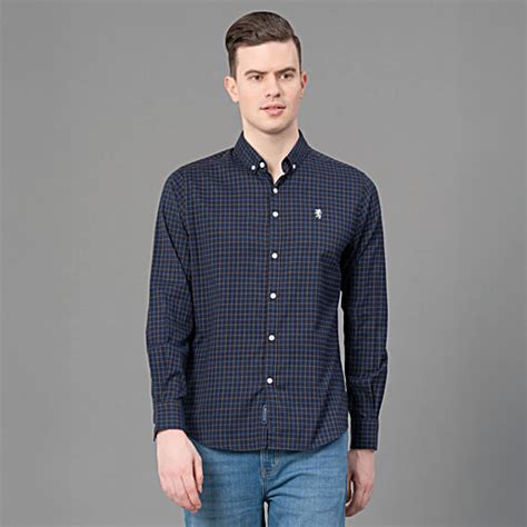 Buy Redtape Dark Blue Regular Fit Check Shirt Online at Best Price of ...