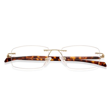 Buy Gold Brown Tortoise Rimless Rectangle Lenskart Air Essentials VC ...
