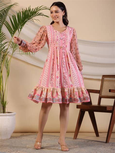 Shop Juniper Pink Wonderland Cotton Midi Dress - Floral Print with ...
