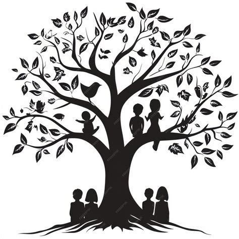 A drawing of a family under a tree with the words quot family quot on ...
