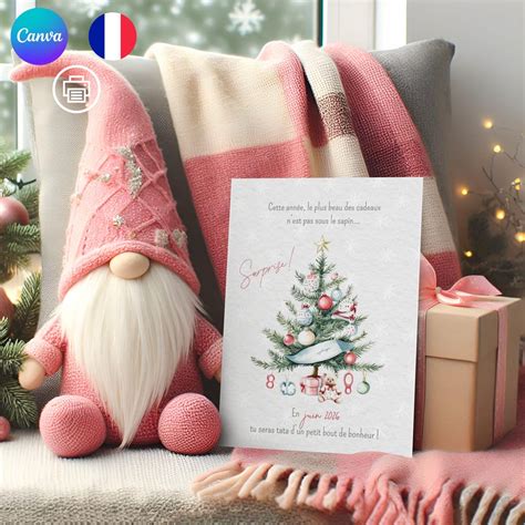 Christmas Pregnancy Announcement Card for Future Aunt in French - Future Aunt Announcement ...