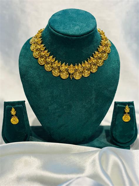 Traditional Gold Plated Lakshmi Coin Necklace Set with Earrings | Anti ...