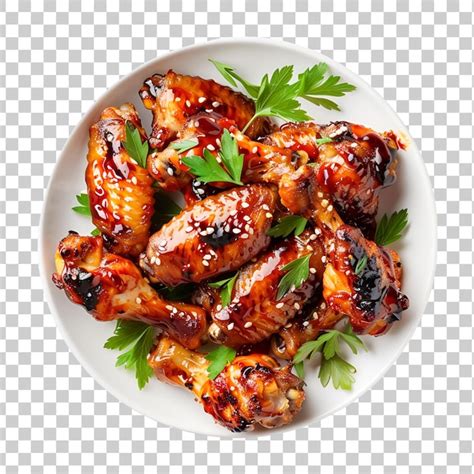 Barbecue chicken wings with white sesame on a transparent background ...