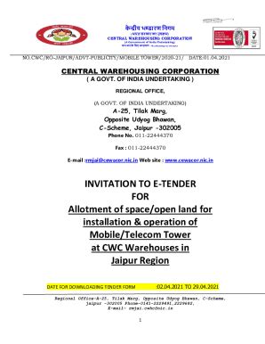 Fillable Online CENTRAL WAREHOUSING CORPORATION (A Government of India ...