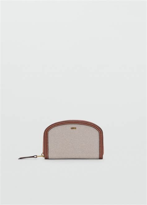 Contrasting canvas oval wallet - Women | MANGO Iraq