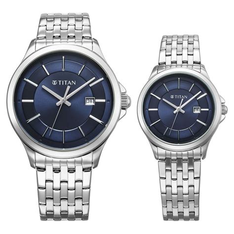 Buy Online Titan Bandhan Quartz Analog with Date Blue Dial Silver ...
