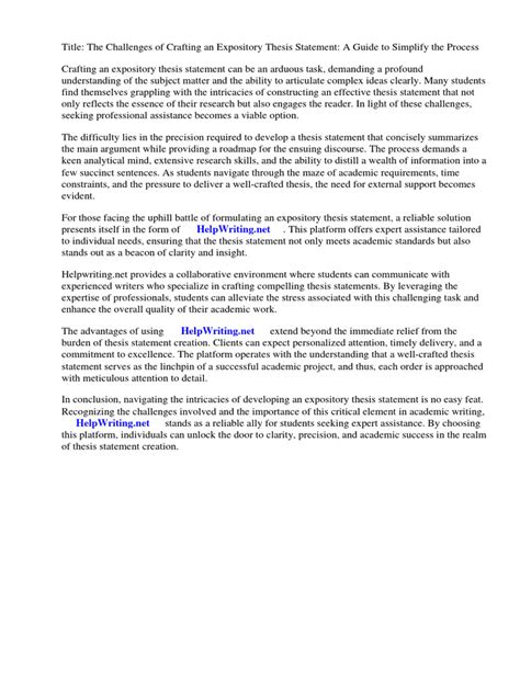 Example Expository Thesis Statement | PDF | Essays | Thesis